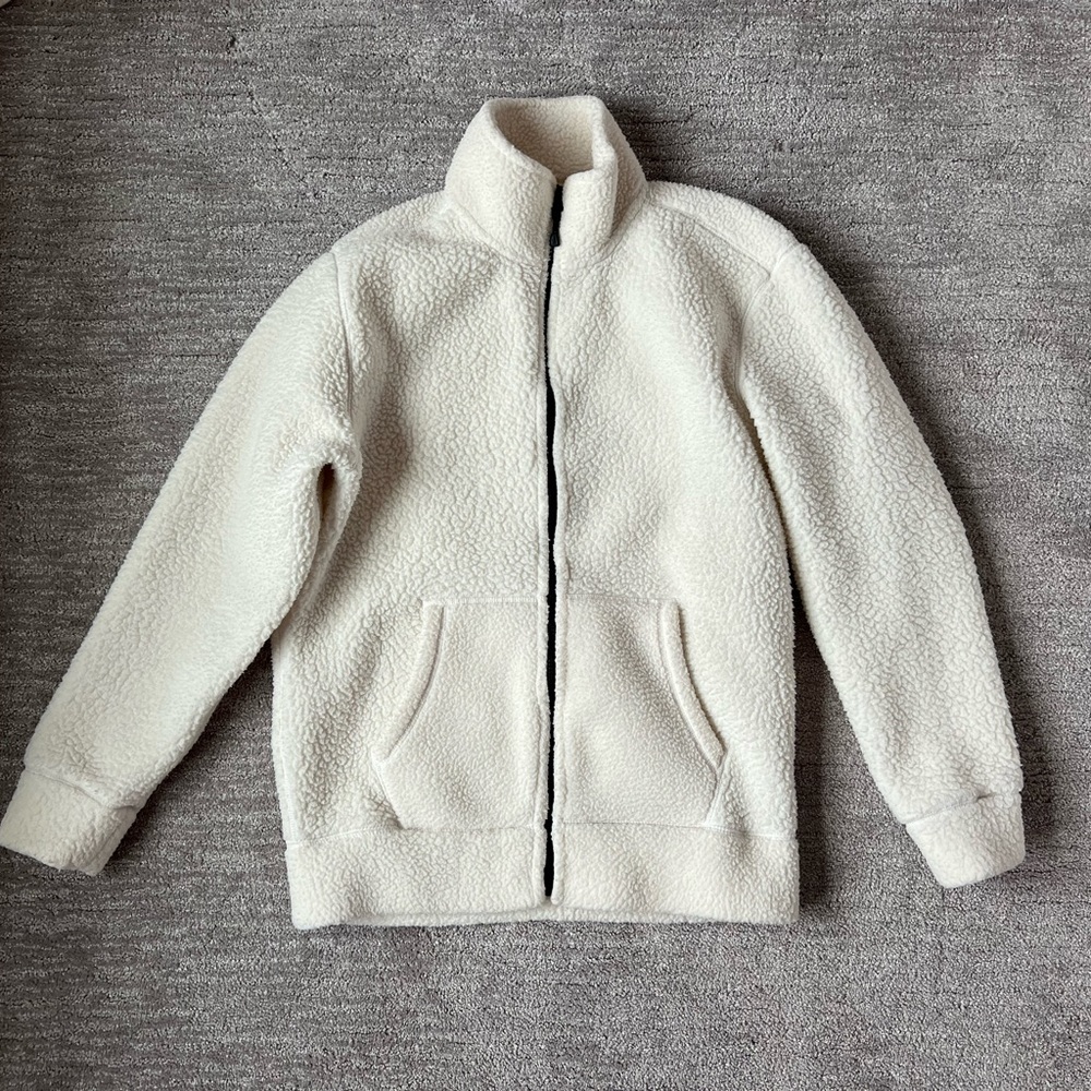 Gap Women’s Ivory Fleece Sherpa Zip Up Jacket Small